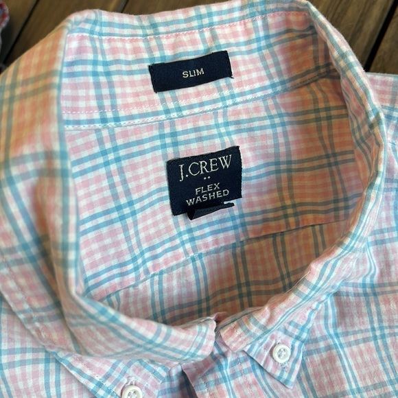 J CREW BUTTON DOWN DRESS SHIRT IN XXL SUPER PREPPY PINK CHECK SLIM FIT - Picture 4 of 6